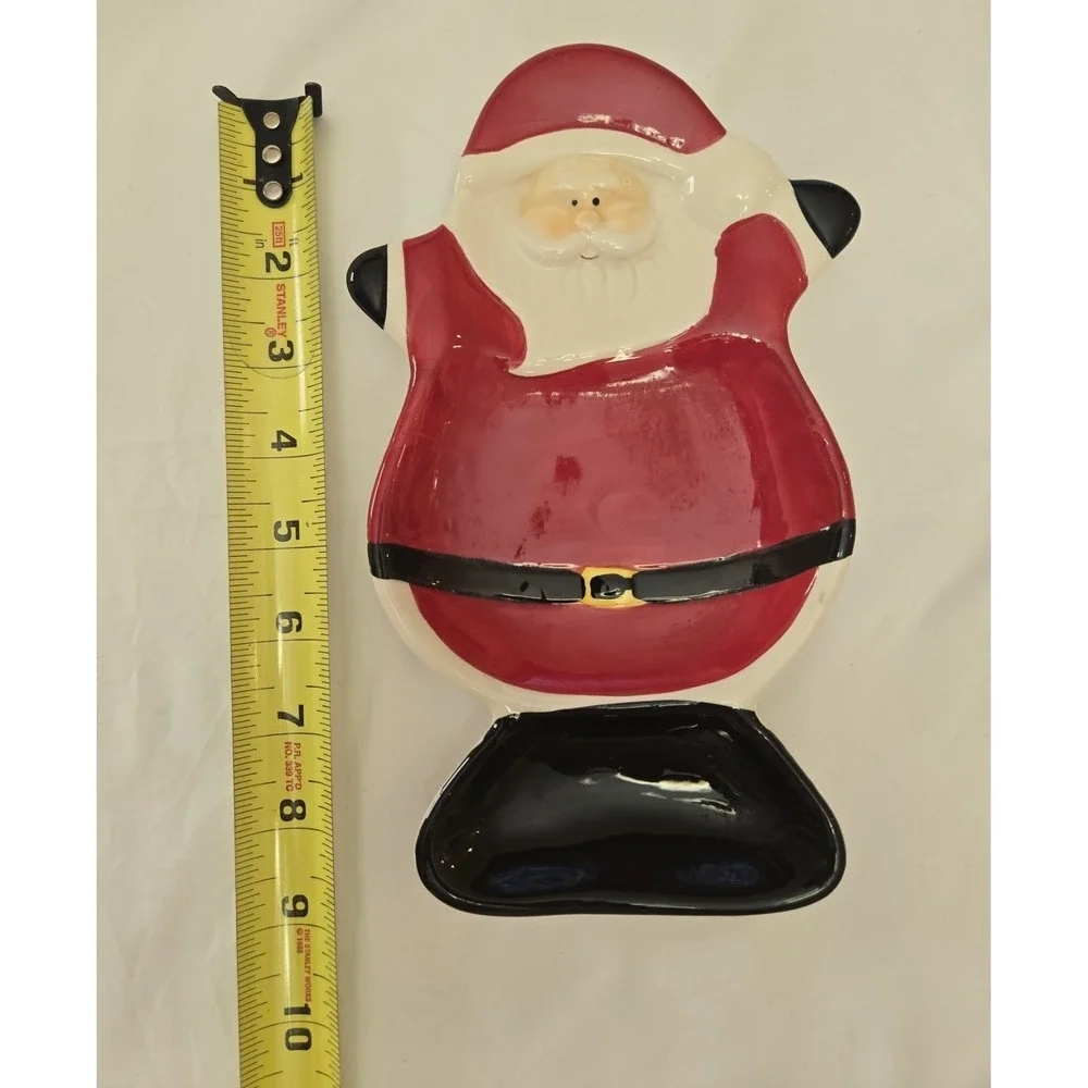 Vintage Santa Ceramic Tray Treat/Candy Dish/Kitchen‎ Spoon Rest Good Used Cond